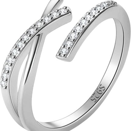Silver Ring Lady Forefinger Geometric Cross Open Style Rings Jewelry Ornaments Light Luxury High-end All-match Women Adjustable Ring