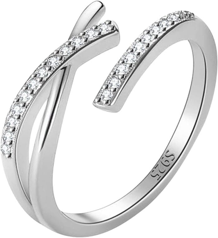 Silver Ring Lady Forefinger Geometric Cross Open Style Rings Jewelry Ornaments Light Luxury High-end All-match Women Adjustable Ring