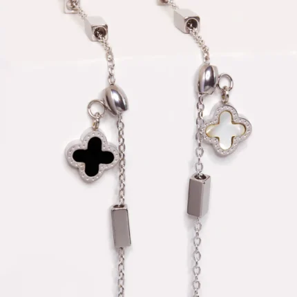 Elegant Trend Charm Double Sided Silver Metal Hand Chain Bracelet