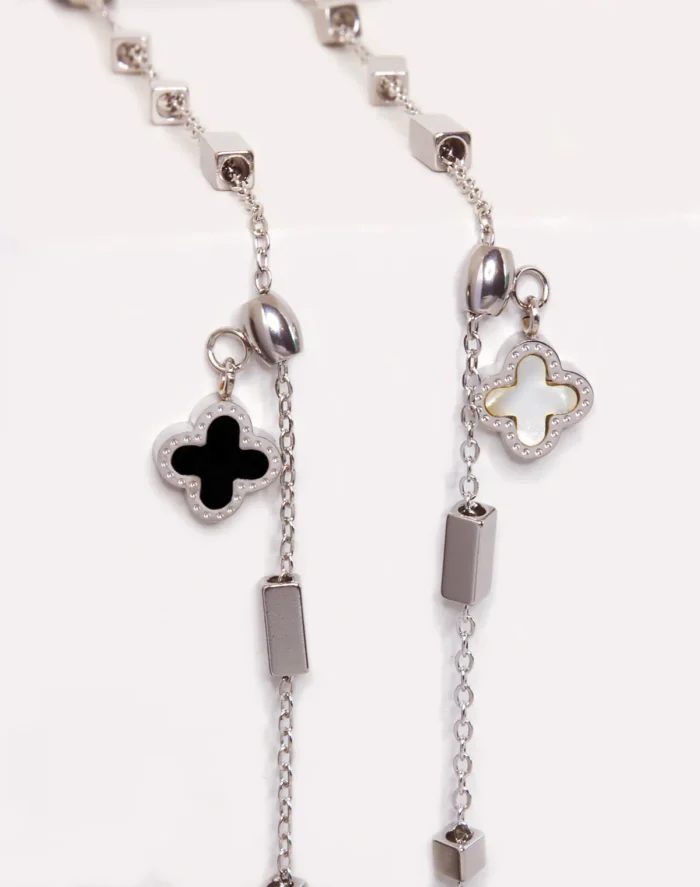 Elegant Trend Charm Double Sided Silver Metal Hand Chain Bracelet