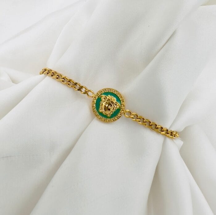 Luxury Golden Chain Bracelet for Women, Girls Green