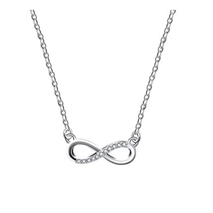 Fashion Zircon Infinity Pendant Necklace for Women Gift Silver Color