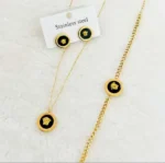 Stainless Steel Versace Necklace Set (Black and Gold) 3pcs