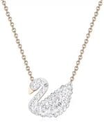 White Swan Pendant With Crystals and Golden Adjustable Chain SWAROVSKI Necklace