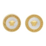 White and Gold Button Stud Earrings Inspired VERSACE Earrings