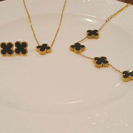 Luxe Black Double Sided Clover Set 3Pcs