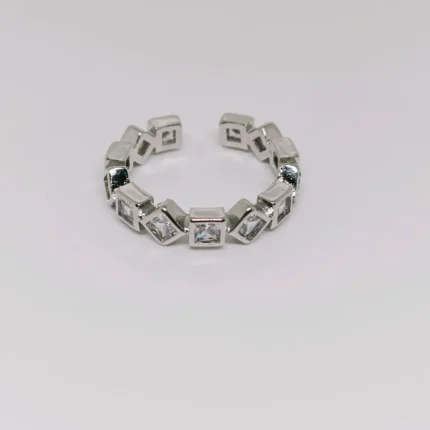 Stainless steel adjustable ring with stone studded