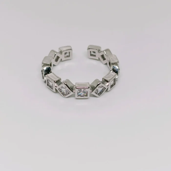 Stainless steel adjustable ring with stone studded