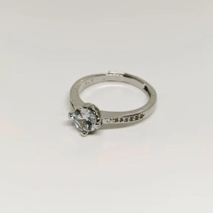 Round Brilliant Cut Silver Adjustable Engagement Ring
