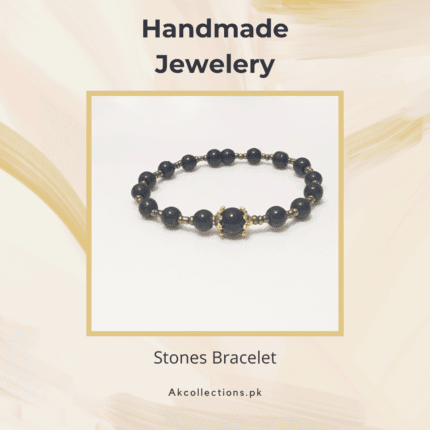 Elegant Handmade Stretchable Beads Bracelet (Black & Copper)