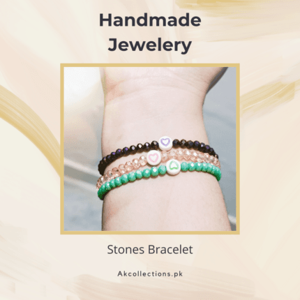 Handmade Crystal Stone Beads Bracelet (Adjustable) Pack of 3