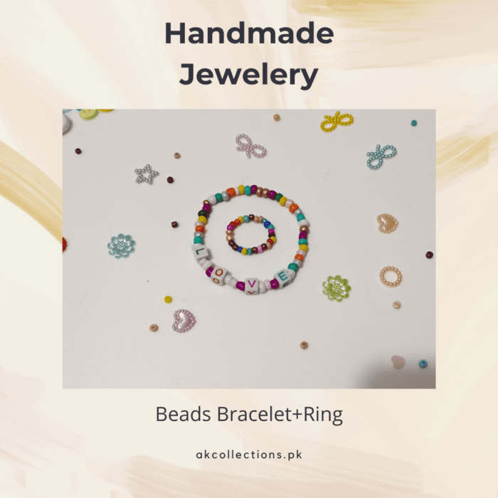 Summer Colored Love Beaded Bracelet+Ring