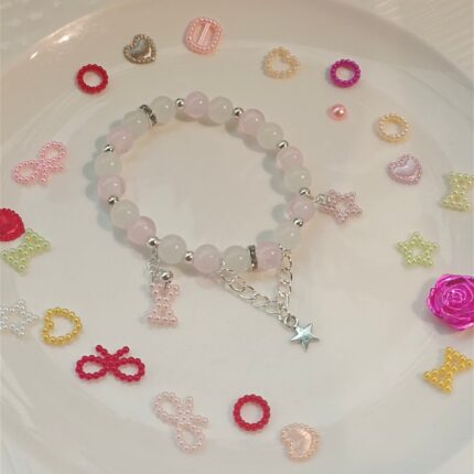 escribeThe new literary and artistic temperament pop flower crystal bracelet, niche design of Japanese and Korean animal and plant-shaped bracelet jewelry.