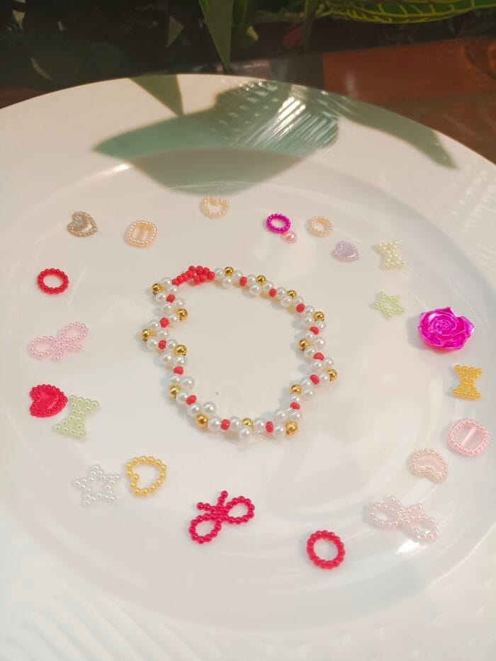 Handcrafted Pearls and Beads Stretchable Bracelet
