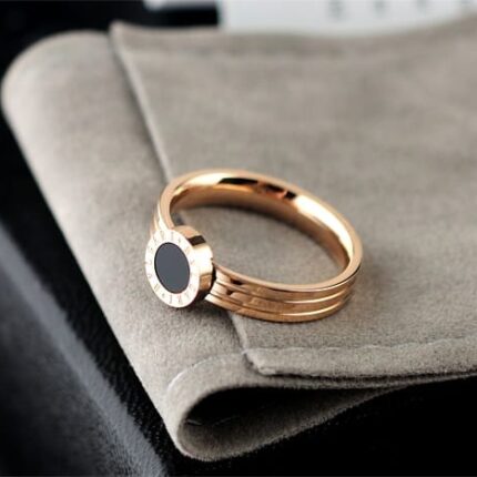 Titanium Stylish Branded Black Stone Finger Ring