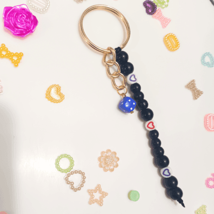 Handmade Crystal Stones ,heart and Dice Charm Keychain