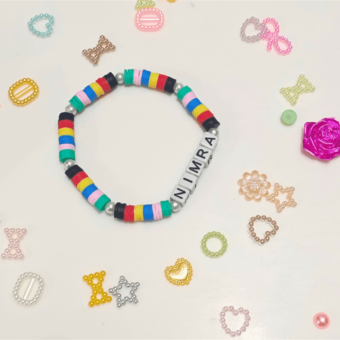 Handcrafted Customize Name Acrylic Beads Multi Color Bracelet