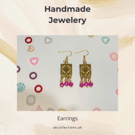 Crystal Beads Vintage Ethic Style Creative Pink Stone Boho Tassel Drop Earrings For Womens