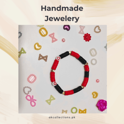 Handcrafted Acrylic beads Heart Bracelet (Stretchable)