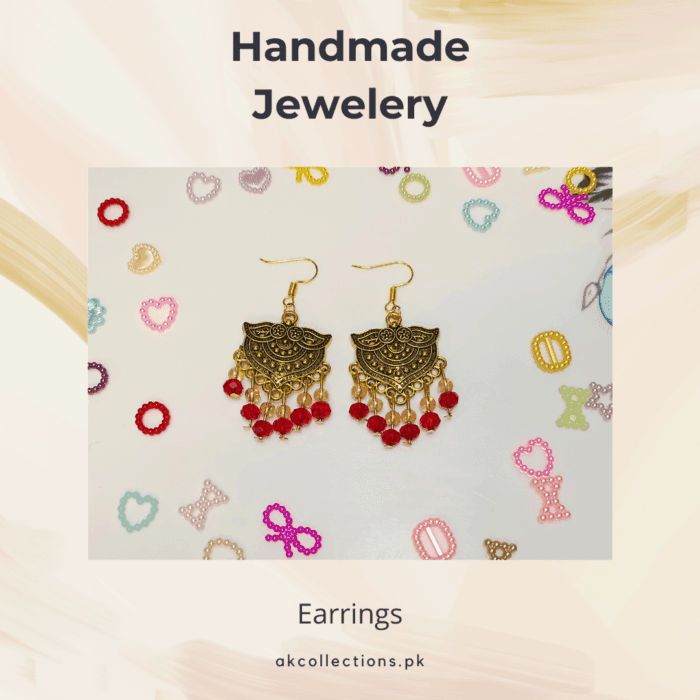 Crystal Beads Vintage Ethic Style Creative Red Stone Boho Tassel Drop Earrings For Womens