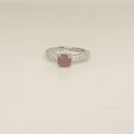 Elegant Sterling Silver Red Gemstone Engagement Ring