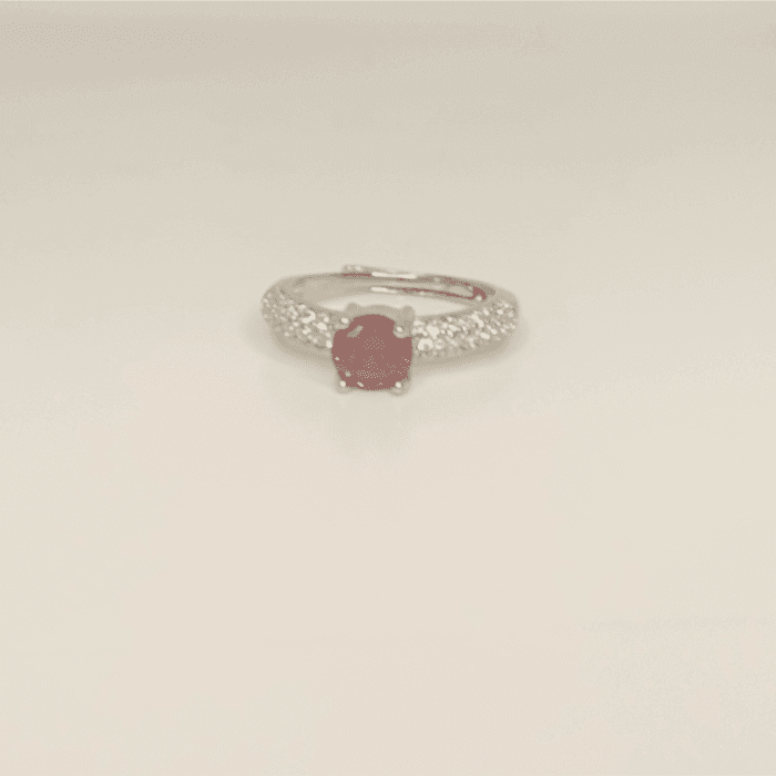 Elegant Sterling Silver Red Gemstone Engagement Ring