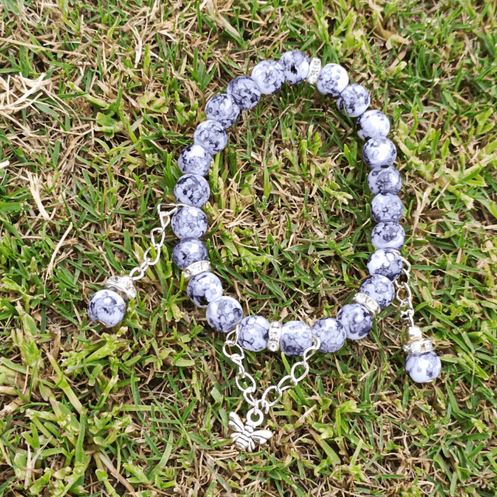 Elegant Butterfly Charms Crystal Beaded Bracelet