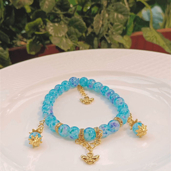 Elegant Butterfly Charm Beaded Bracelet