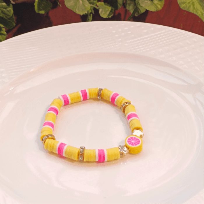 Preppy Clay Bead Bracelet (Grapefruit)
