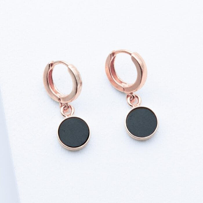 Steel Hoop Earring with Circular Dangle Piece