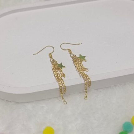 Handmade golden chain earrings