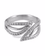 Stone Studded Silver Leaf Adjustable Ring