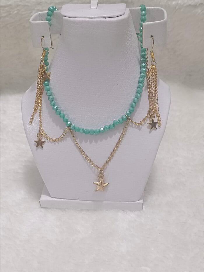 Neck Chain Bohemia Style Star Shape Pendant Women Necklace/Choker With Earrings