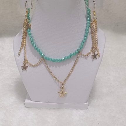 Neck Chain Bohemia Style Star Shape Pendant Women Necklace/Choker With Earrings