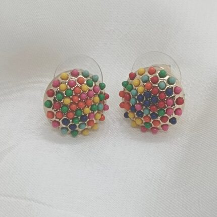 Ethnic Multicolor Beaded Stud Earrings