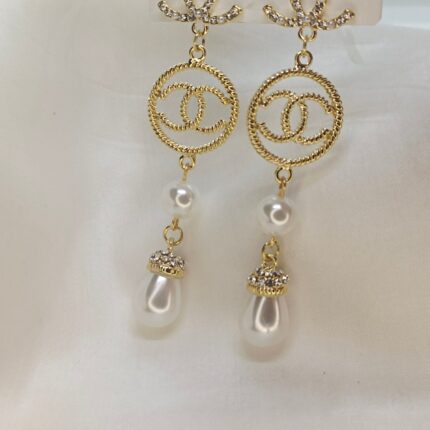 Premium Quality Branded Stainless Steel Rhinestone Pearl Drop Earrings