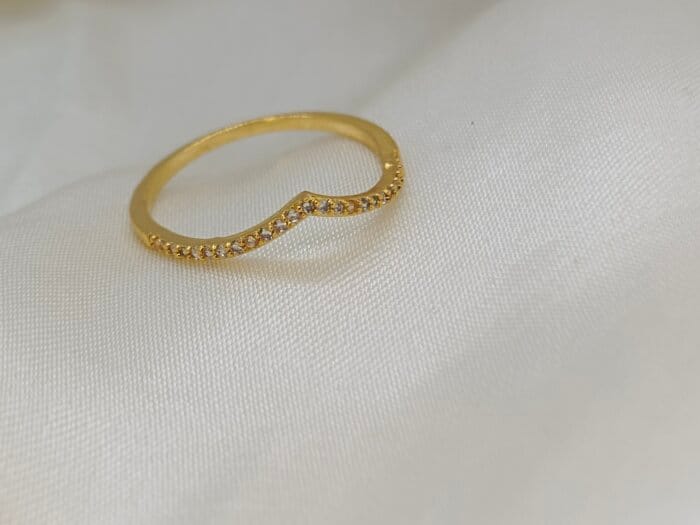 Delicate Gold Tone Curved Half Eternity Ring