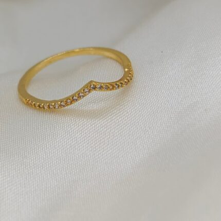 Delicate Gold Tone Curved Half Eternity Ring