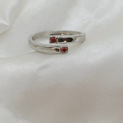 925 Sterling Silver Red Zircon Heart-Shaped Minimalist Light Luxury Open Adjustable Rings