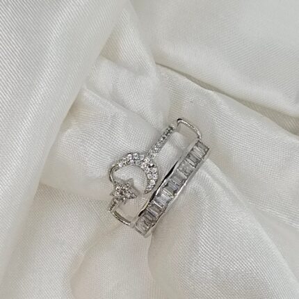 Dazzling Moon Star Double Banded Adjustable Ring