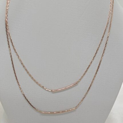 Modern Metal Bar Rose Gold Layered Necklace