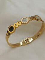 Stainless Steel Roman Numeral Stones Bangle
