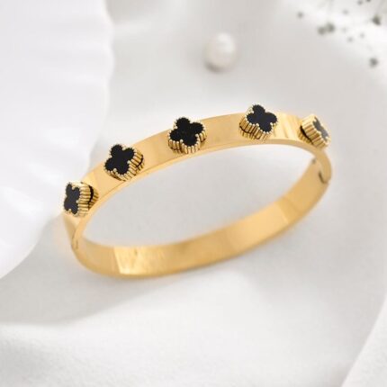 Premium Stainless Steel Clover Handcuff/Bangle