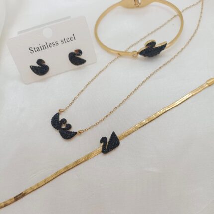 Premium Stainless steel Black Swan 4pcs Set