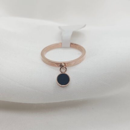 Stainless Steel Rose Gold Circle Drop Unique Ring
