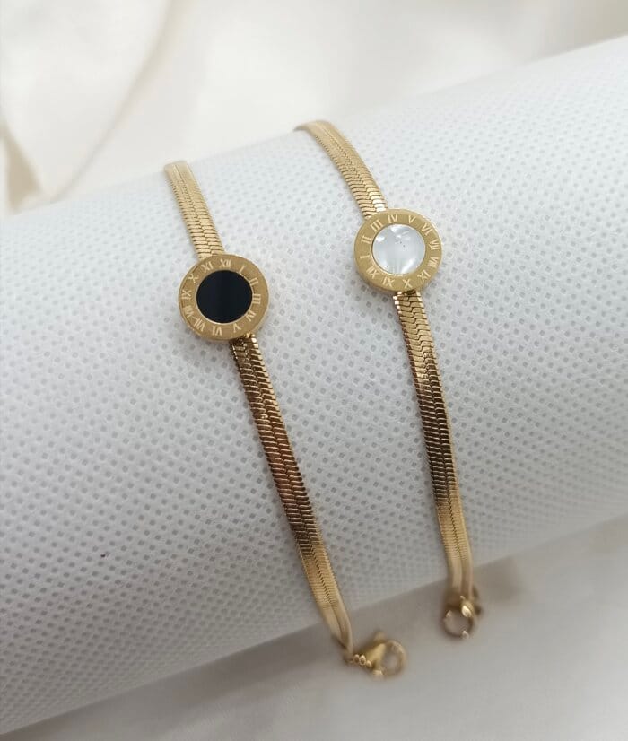 Stainless Steel Round Roman Numerals Pendant Necklace New Fashion Snake Chain
