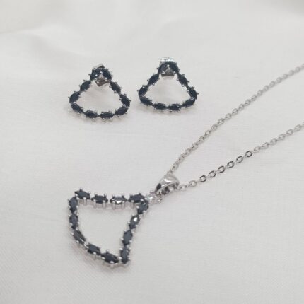 Elegant Zircon Studded Necklace & Ear Studs