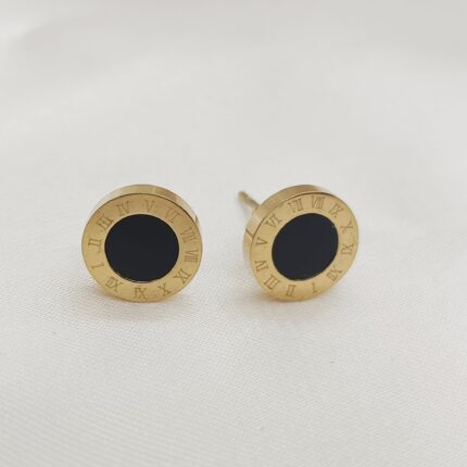 Stainless Steel Roman Numeral Stud Earrings