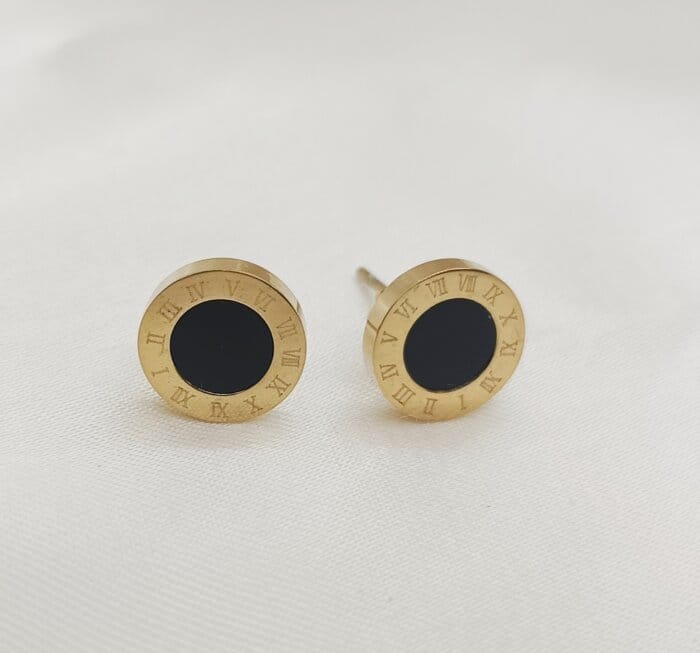 Stainless Steel Roman Numeral Stud Earrings