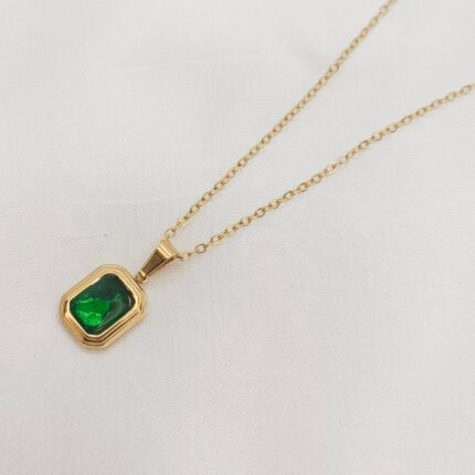 Gorgeous Cubic Emerald Stainless Steel Locket